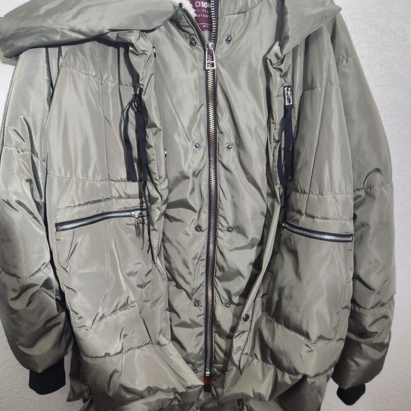 Ci Sono Olive Green Faux Shearling Hooded Oversized Puffy Parka Puffer Coat M - Picture 6 of 16